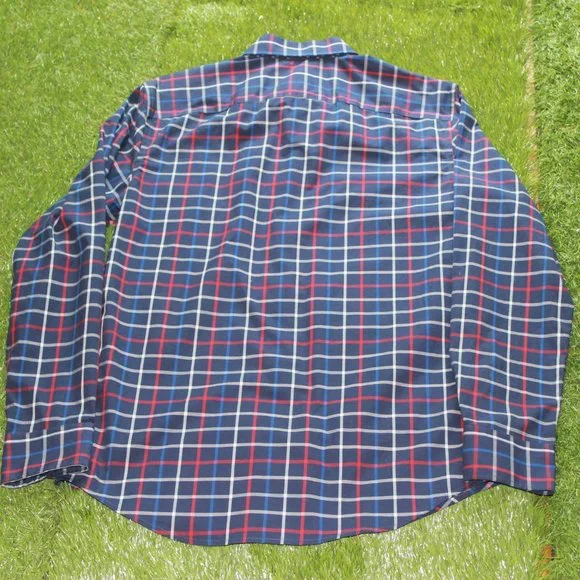 Old Navy Men's Small Slim Fit Dress Shirt - Blue Plaid - Picture 10 of 12